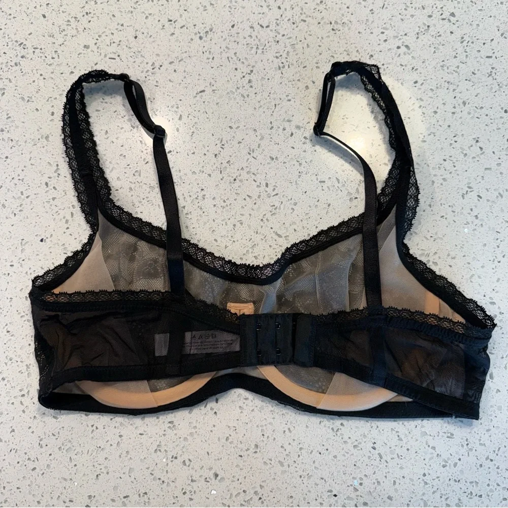 Adore Me Elegant Black Floral Lace Bra 36C NWOT